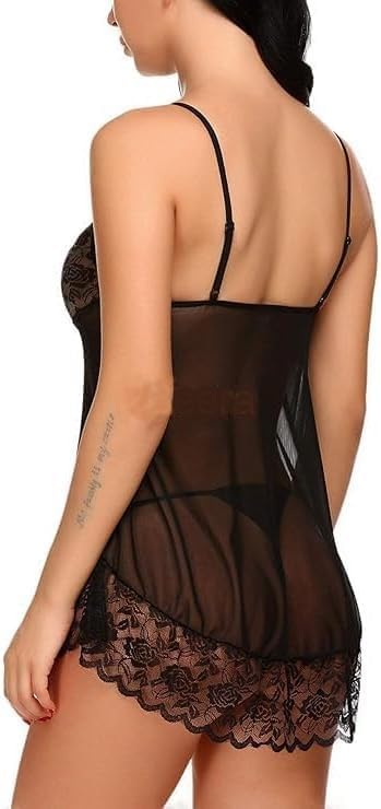 الأصلي - لانجري من الدانتيل مزين بالأزهار فوق الركبة للنساء من... - view 2