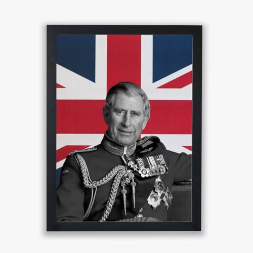 King Charles III poster commémoratif encadré d'une finition haut de gamme de taille moyenne