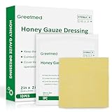 Greetmed Honey Gauze Dressing 2'' x 2'' Sterile Honey Wound Dressing, Medical Grade Manuka Honey Patches for Faster Wound Care | Burns | Traumatic Wounds and Laceration (Individually Pack of 10)