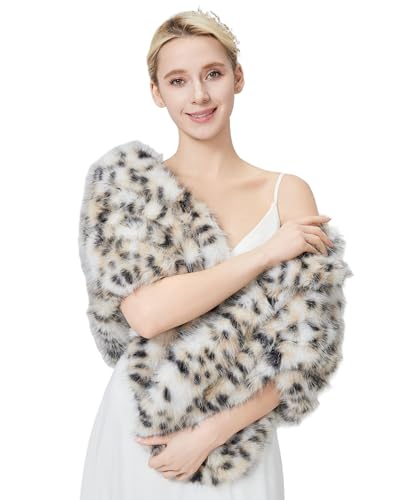 Women's Faux Fur Wraps Shawl Shrug Soft Warm Scarf Cape Stole