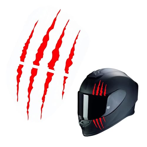 Teybouk Motorcycle Helmet Stickers Cool DIY Monster Claw Scratched Stickers Striped Vinyl Waterproof & Scratch-resistant Decals Used for Decorating Helmets Vehicles Laptops Walls (Red)