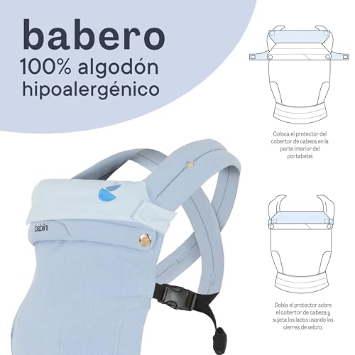 Babiini Mochila Portabebés Ergonómica Unisex, Algodon+Lino, Babero Extraíble Hipoalergénico, Soporte Cómodo para Bebés de 3.2kg a 16kg - Lavable a Máquina, Transpirable, Múltiples Posiciones de Porteo - imagen 4