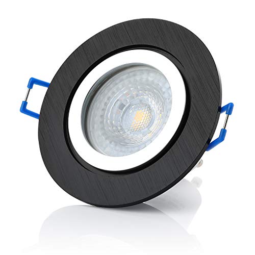Sweet-led, IP44 aluminium frame, badkamer, incl. GU10 7W 560Lumen warm wit badkamer, inbouwlamp, aluminium, kliksluiting, inbouwframe IP44 inbouwspot, inbouwspot (6xzwart-7W)
