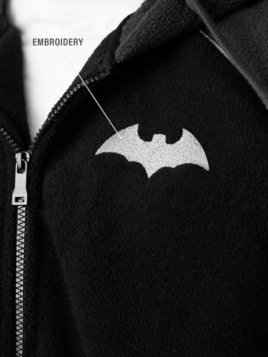 Image of The Souled Store Batman: Dark Knight Men and Boys Long Sleeves Hooded Neck Black and Grey Embroidered Cotton Blend Oversized Hoodies