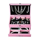 GLJTUO Joyero De Madera con Organizador De Almacenamiento para Pendientes, Pulseras, Regalo para Mujer, Novia, Cumpleaños O Aniversario.,Pink