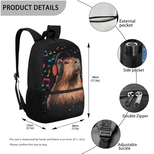 HUIACONG Capybara Backpack with Lunchbox Girls Bookbag for School Kids Boys School Bag Lunch Box Pencil Case 1St Grade Scoolbag Sets Water Bottle Holder3
