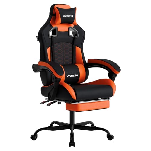 WOTSTA Gaming Chair with Massage,Ergonomic PC Gaming Chair with Footrest Comfortable Headrest and...