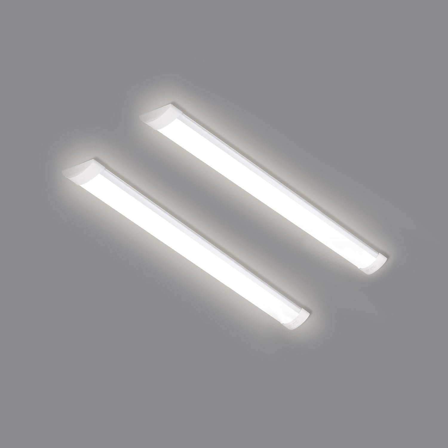 HUMIGA 2 Pack 2FT LED Batten Light, 20W 1800LM Slim Profile Wide Tube Lighting for Ceiling of Indoor Home Garage Shop Office