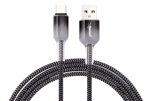 Image of Nextech USB A To USB-C 3A Fast Charging Cable|2.44M Braided Cable|Type C Cable Fast Charging|C Type Charger Cable|480Mbps Data Sync|USB C Charger Cable For Smartphones,Tablets & Devices,Grey