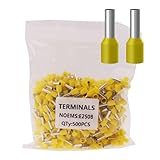 500pcs AWG14 Wire Ferrules Terminals Kit, AWG 14/2.5mm² Yellow Terminal Connector, Wire Insulated Cord Pin Ends Terminals for Electric, Industrial, Communication Equipment,Power Control System,etc.