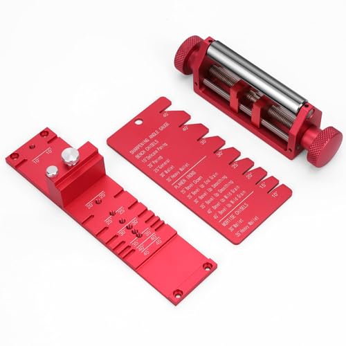 Chisel Sharpening Jig Honing Guide for Woodworking Chisels and Planes Width 0.1 to 2.8 Metal Chisel Sharpening Kit with Angle Fixture and Angle Gague Red Pink