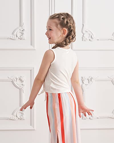 Yallet Girls Clothing Sets Little Girl Sweatsuits Outfits Solid Color Print Tops & Striped Pants Clothes For Child 4-11 Years #TOP4