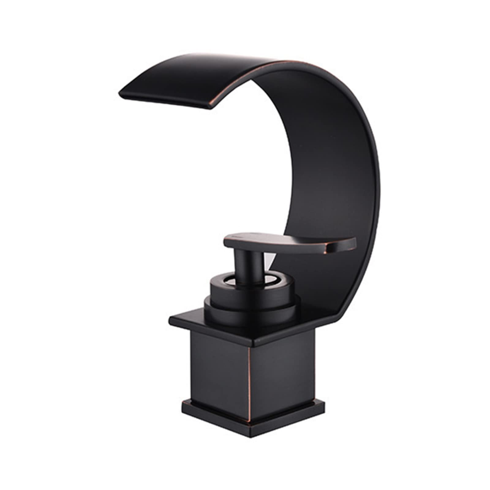 NVSFZGIYG Waterfall Bathroom Sink Faucet, Single Handle Basin Mixer Tap for Hot and Cold Water, Hole, Black(Nero)