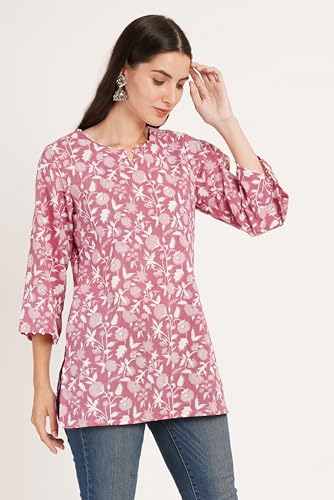 Image of Amazon Brand - Anarva Jaipuri Cotton Printed Short Kurti for Women