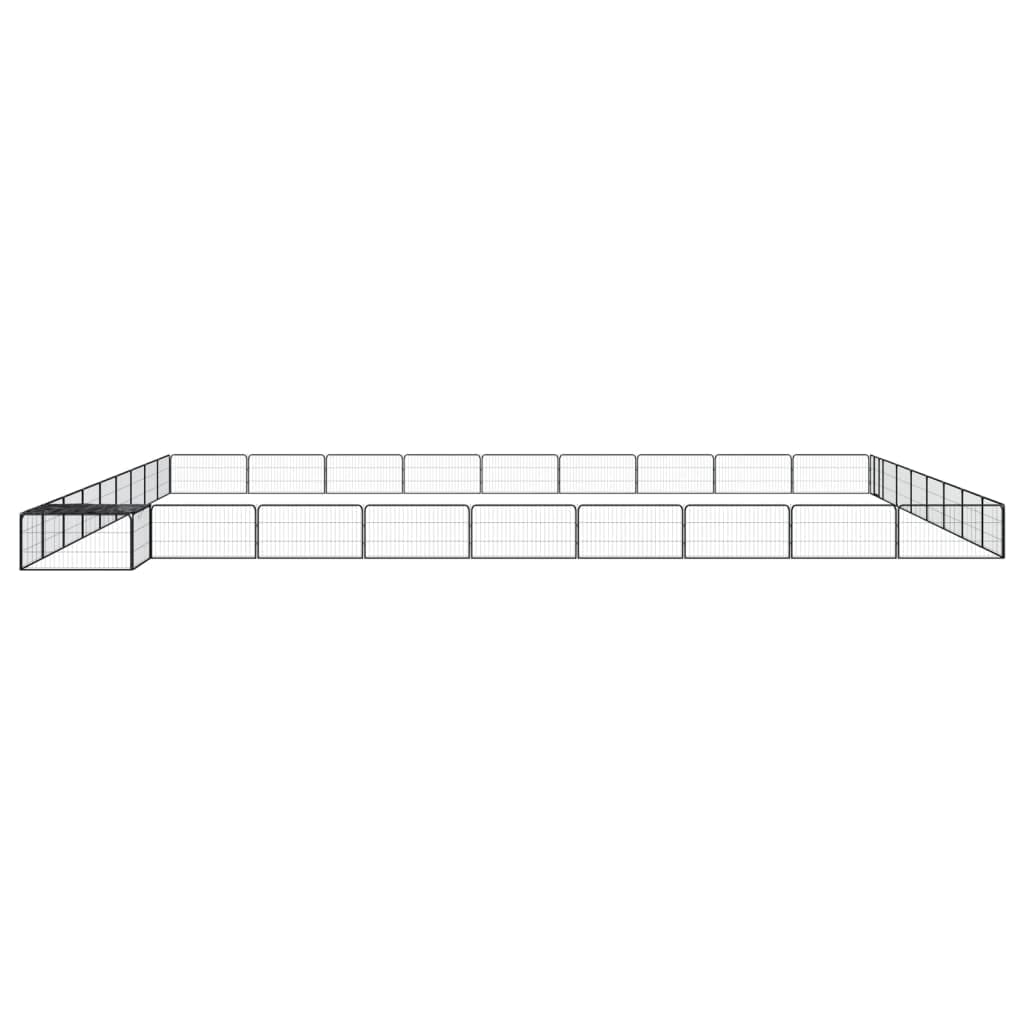 36-TLG. Parque para perros de acero con recubrimiento en polvo, 100 x 50 cm, negro, con techo de polietileno, seguro para cachorros y perros, plegable, ampliable, ideal para jardín