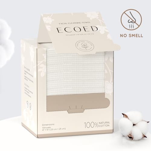 ECOED Toalhas descartáveis limpas, 100% algodão macio, super macio e grosso, toalha de rosto descart