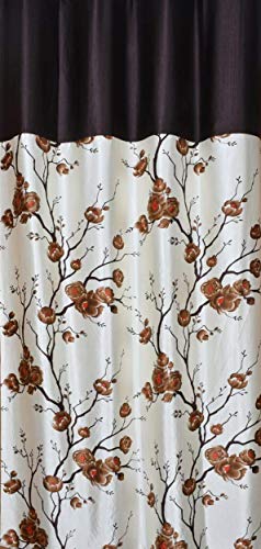 Image of Galaxy Home Decor Rose Printed Half Translucent Curtains for Door 7 Feet, Pack of 2, Brown (Brown, Door 7 Feet)