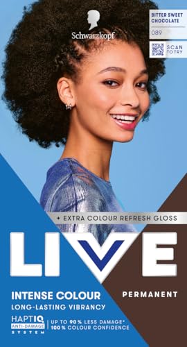 Schwarzkopf LIVE Intense Colour 089 Bitter Sweet Chocolate Long-lasting Permanent Brown Hair Dye With Extra Colour Refresh Gloss