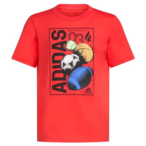 Image of Adidas Boys Short Sleeve T-Shirt Sports Graphic Tee Shirt