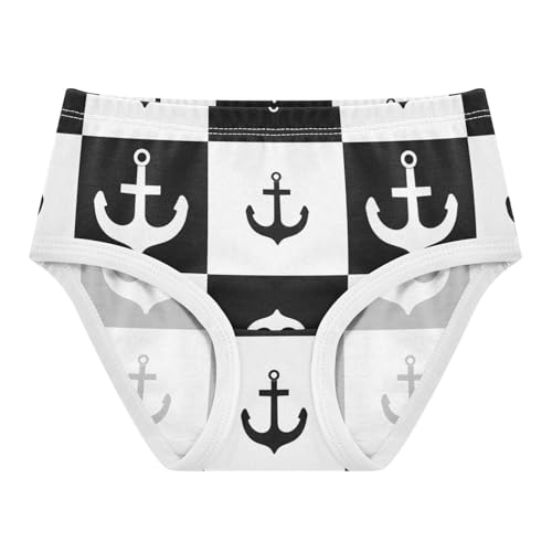 Anchor Black White Checkerboard Panties for Girl Toddler Girls Underwear Cotton Personalized Underpants Briefs 2t