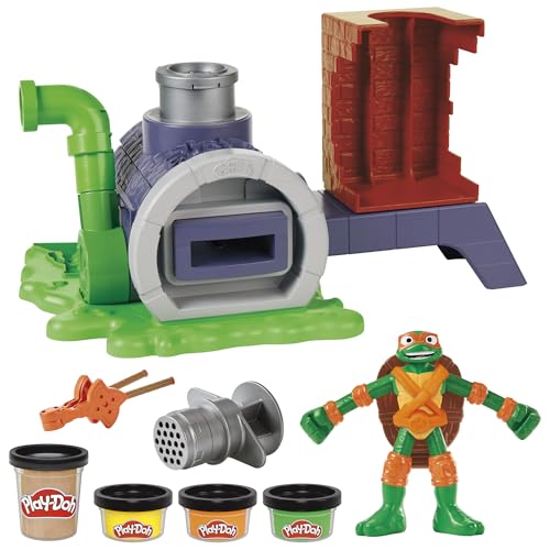 Play-Doh Teenage Mutant Ninja Turtles Pizza Spielset mit Pizzaofen, 4 Dosen Knete und Action-Figur… – Ansicht 4