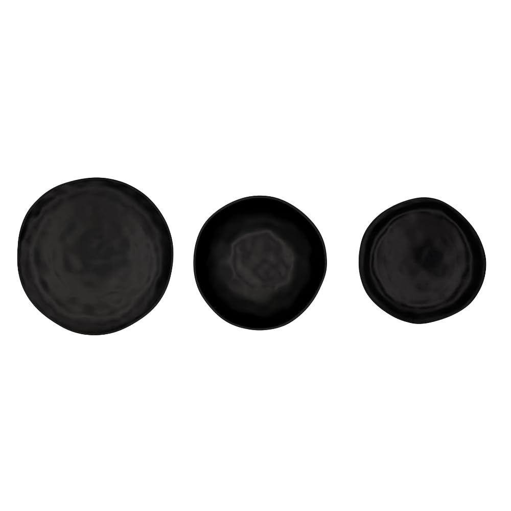Organic Nero – Servizio Piatti 18 Pezzi in Stoneware Opaco | 6 Piani 25 cm, 6 Fondi 20 cm, 6 Frutta 20 cm | Design organico moderno | Lavastoviglie e microonde