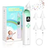 Mineup Elektrischer Nasensauger, Elektrisch Nasensauger mit 4 Wiederverwendbaren Düsenspitzen, 3 SaugstäRken und Musik Beruhigender Funktion, Automatisch Nasal Aspirator für Nase Rotz