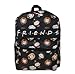 UPD Friends Black Backpack - Friends Bag All Over Print of with Front Pocket, Perfect Backpack for Teens and Kids, Ideal Bookbag for Everyday Use - 16 Inches