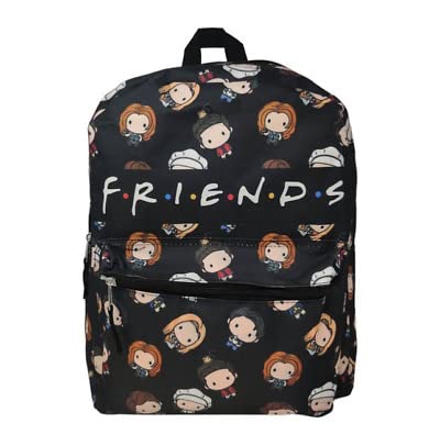 UPD Friends Black Backpack - Friends Bag All Over Print of with Front Pocket, Perfect Backpack for Teens and Kids, Ideal Bookbag for Everyday Use - 16 Inches