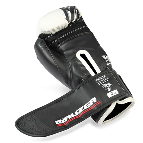 Image of Mauzer Tribal Shadow Fighter Series Boxing Gloves for Training & Sparring Injected EIA Foam Padding Breathable Dry Effect Ventilated Palm Secure Thumb Lock Fit Rigid 3 inch Stabilizing Velcro Cuff (16 OZ)