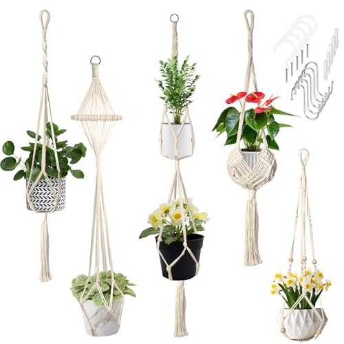 Ouxayapl 5er Set Makramee Blumenampel Hängend Innen, Boho Deko...