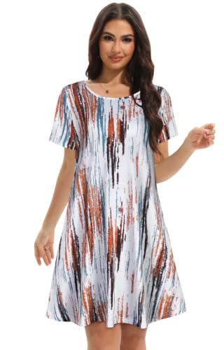 Image of Summer Dresses for Women Casual Tshirt Dress Beach Sundress with Pockets