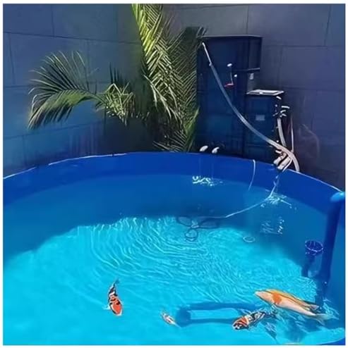 Round Canvas Koi Pond & Family Pool 1.5x0.8m - Versatile Outdoor Fish Farming, Pet Bathing, Kids Wading Pool, Water Irrigation, Includes Accessories (1400L)
