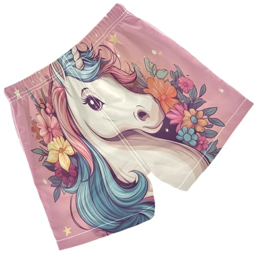 Pigsaly Boys Swim Trunks Blue White Unicorn Yellow Star Boys Board Shorts Swimsuit Swimwear Summer Bathing Suit 4T2