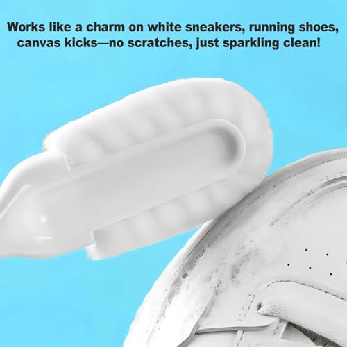 Miniatura 6 de Cepillo De Limpieza Profesional Para Zapatos, Multifuncional De Mango Largo, Cepillo De Limpieza De Zapatos De Cerdas Suaves Para Colgar Blanco