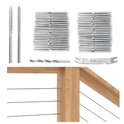 Muzata Swage Lag Screws Left & Right 40 Pack for 1/8" Cable Railing System,T316 Stainless Steel Stair Deck Wood Post Horizontal Vertical Balustrade Hardware (20 Pairs) CK17,Series CA1 CD1 CS1