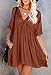 HUUSA Womens Summer Cute Babydoll Swing Flowy Tunic Dress 2023 V Neck Short Sleeve Casual Loose Solid Color Fashion Mini Shift Dresses XLarge Brown