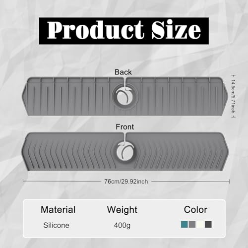 Image of 30 Inch Silicone Kitchen Sink Faucet Mat, Adjustable Waterproof Splash Guard Draining Mat Keep Countertops Dry (Black)