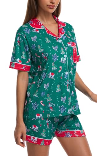 Image of Womens Pajamas Set Shorts Button Down 2 Piece Monkey Bunny Y2k Roller Dupes Rabbit Preppy Lounge Pjs Comfy Sleep Wear