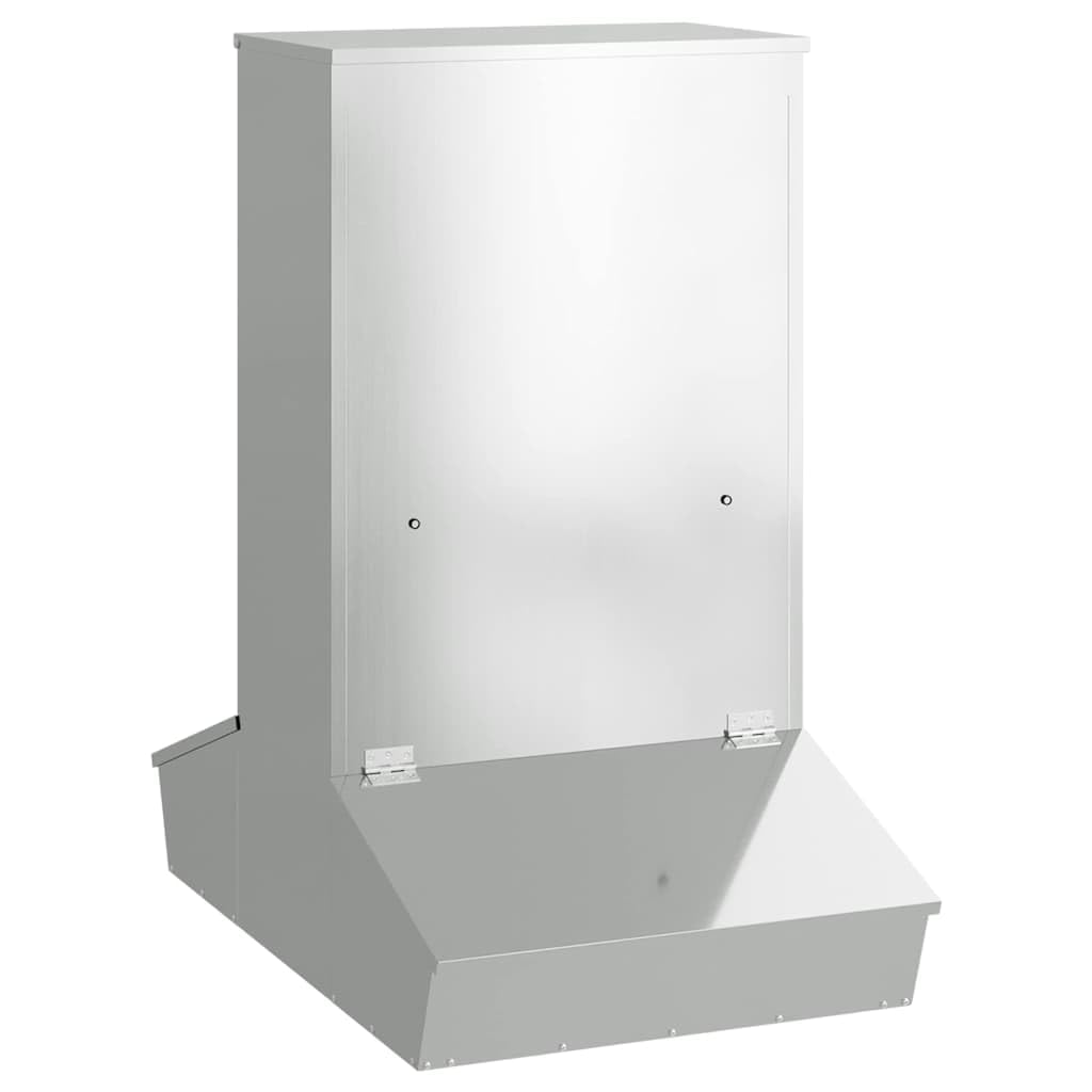 Metal Pig Feeder Silver 82 x 51 x 91.5 cm Galvanised Steel, 20 kg Capacity, with Magnetic Doors for Indoor Outdoor Use