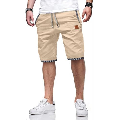 ZOXOZ Kurze Hosen Herren Shorts Sommer Freizeit Chino Stretch Kurze Hose Herren Baumwolle mit Taschen Khaki XL