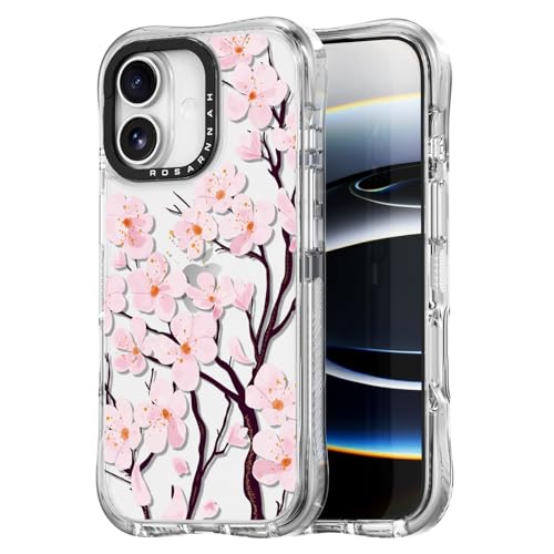 Rosarnnah for iPhone 17 Case Aesthetic Clear, Cherry Blossom | Cute Funny Pattern Design for Girls Women Men, Durable Shockproof 6.3" Phone Case 20ft Drop Protection for Fashion Daily