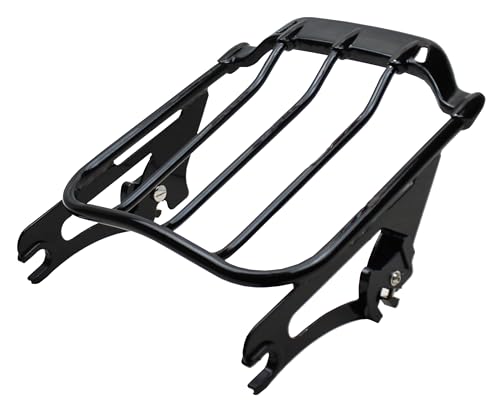 NOVALLA Portaequipajes desmontable compatible con Harley Touring Street Glide Road King Electra Glide 2009 y posteriores (Air Wing-Negro)