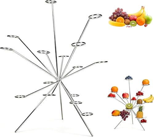 Frutero explosivo, fuegos artificiales en la mesa de comedor, exhibición de frutas flotante artística, soporte de frutas de 360° con múltiples brazos, ventilación que se mantiene fresco, escultura