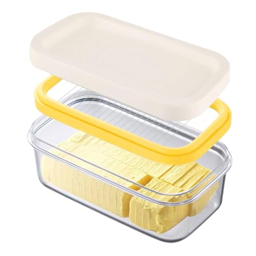 Cyrank Butterdose mit Butterschneider, Plastik Butterbehälter Mit Cutter Slicer, Butterglocke Butterdose Kunststoff Mit Deckel, Cheese Keeper Container Für Kühlschränke, Kunststoff Butterbox