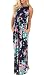 roswear Women's Summer Casual Floral Print Racerback Sleeveless Tunic Maxi Dress Blue MT Medium