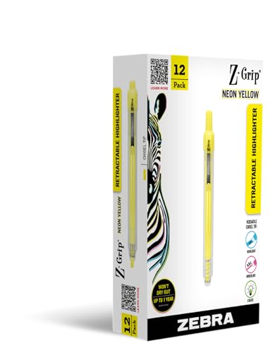 Surligneur rétractable Zebra Pen Z-Grip jaune fluo fini l encre séchée et les capuchons perdus