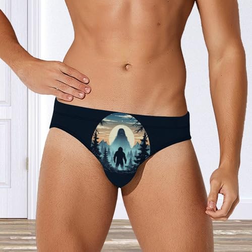 Sasquatch Bigfoot Men's Swimsuit Brief Quick Dry Bathing Suit Underwear Beach Swimwear Swimming Trunks3