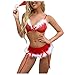 Générique Sexy Noël sans Manches Chapeau Femmes Mode Lingerie sous-vêtements Pyjamas intimes Ensemble Vaisselle Rose Porcelaine