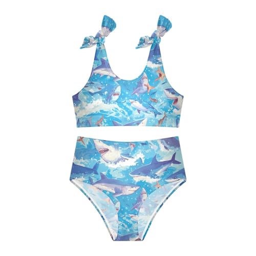 KLL Ocean Shark Masco Girl Two Piece Bikini Set Beach Swimsuits Swimwear Cute Shoulder Strap3